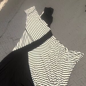 Cato Asymmetrical Black and White Dress
